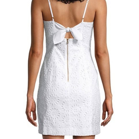 NEW LILLY PULITZER white dress MINI FITTED 4 & 6 EYELET LACE resort wedding - Picture 4 of 5